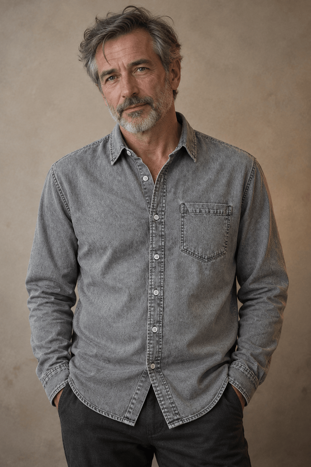 PRE-WASHED COTTON SHIRT FOR MEN