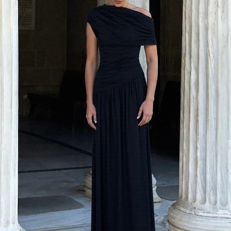 Eva's Boutique | Elegant Slant Maxi Dress