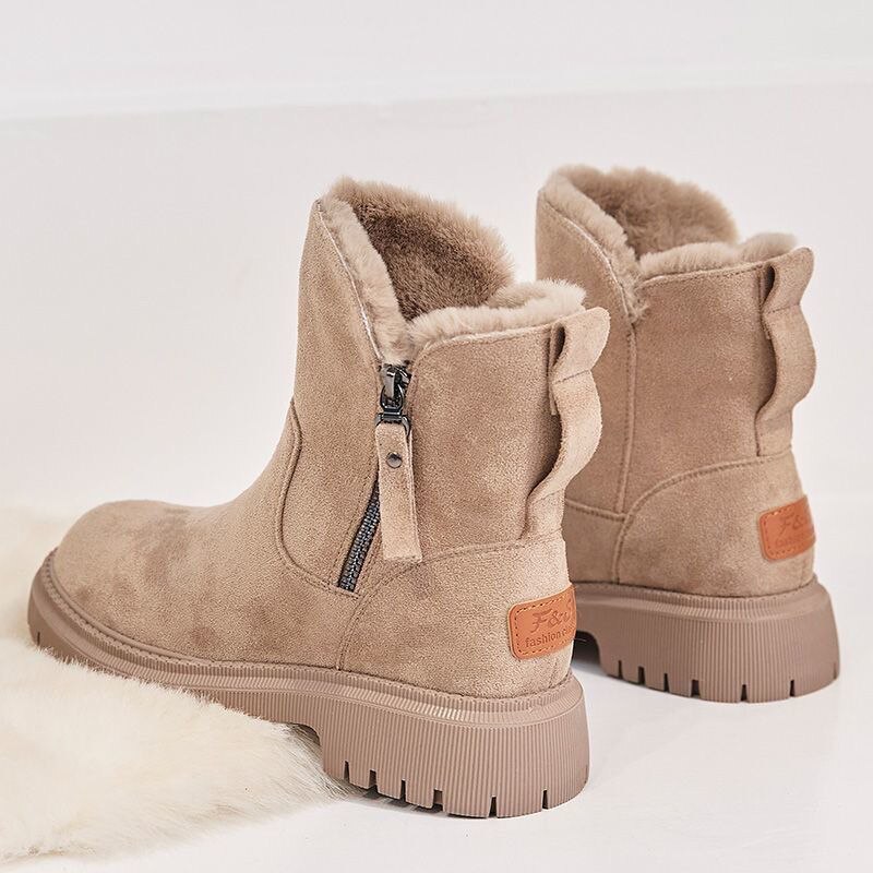 Women's Winter Ankle Boots, Pull-On Design, Fur Trim