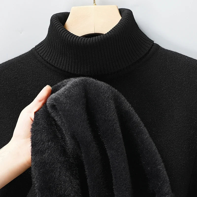 Men's Ribbed Turtleneck Sweater, Long Sleeves, Slim Fit