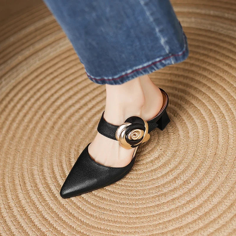 Garnet Genuine Leather Heels