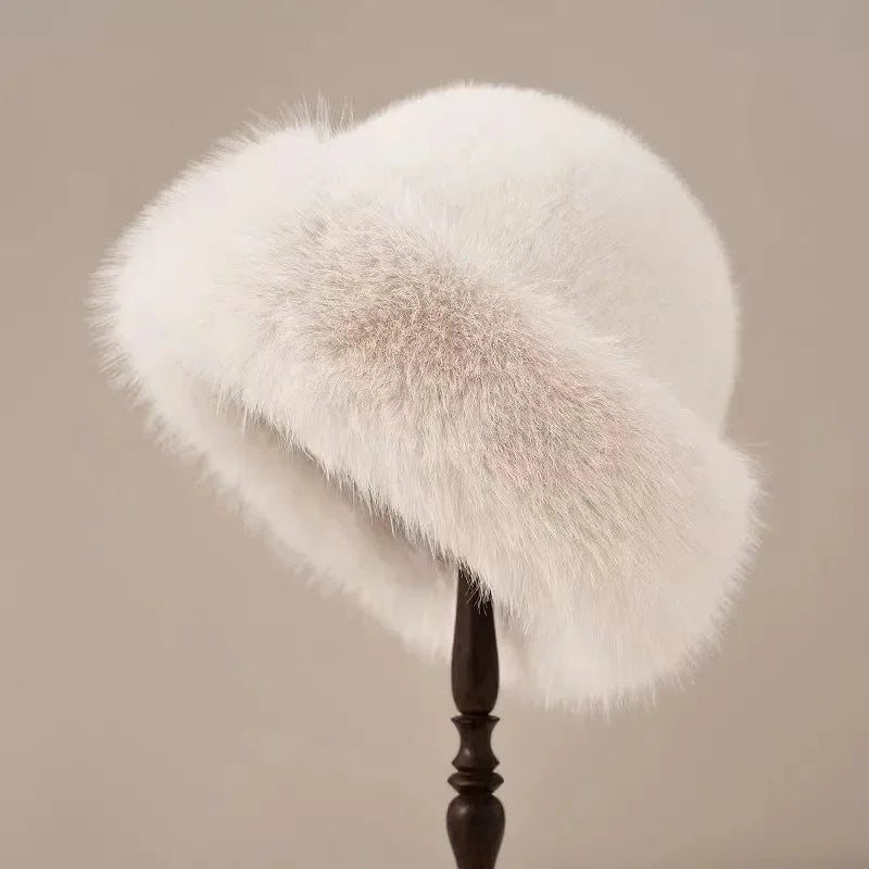 Women's Winter Hat, Rounded Brim, Fuzzy Finish