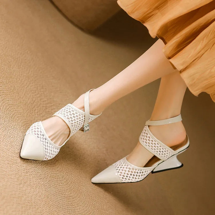 Velour Genuine Leather Slingbacks