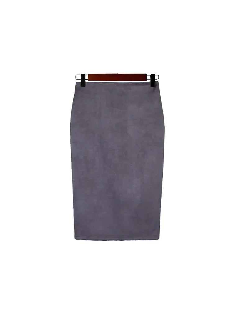 Montarello Women's Suede-Look High Waist Pencil Skirt