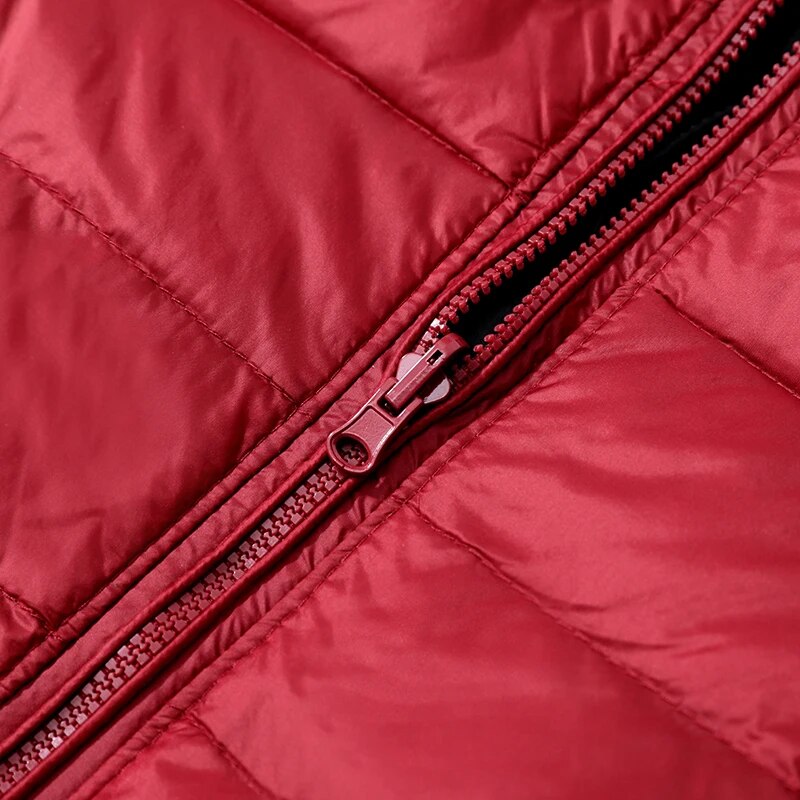 Women's Lightweight Hooded Puffer Jacket with Zipper Front