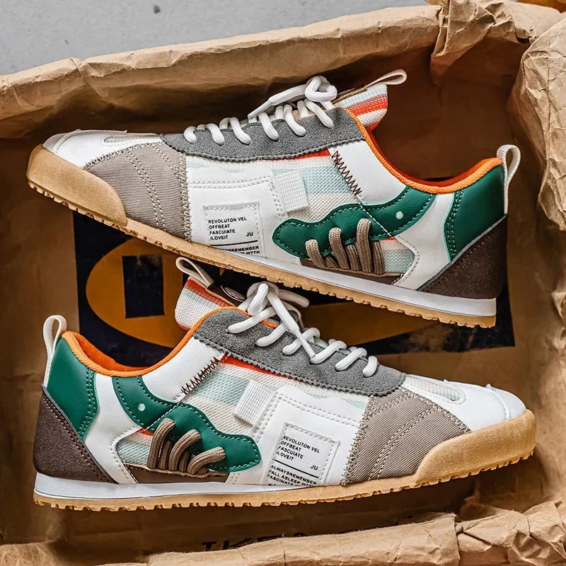 Gino | Men's Retro Sneakers with Color-Block Details