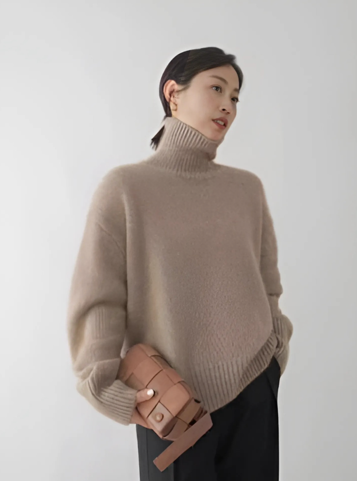 Women's Turtleneck Sweater, Long Sleeves, Ribbed Trims