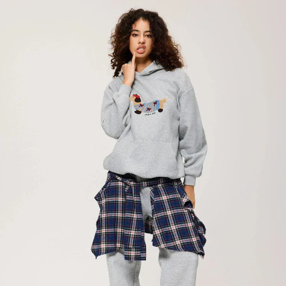 Women's Dog Graphic Pullover Hoodie, Long Sleeves, Hooded