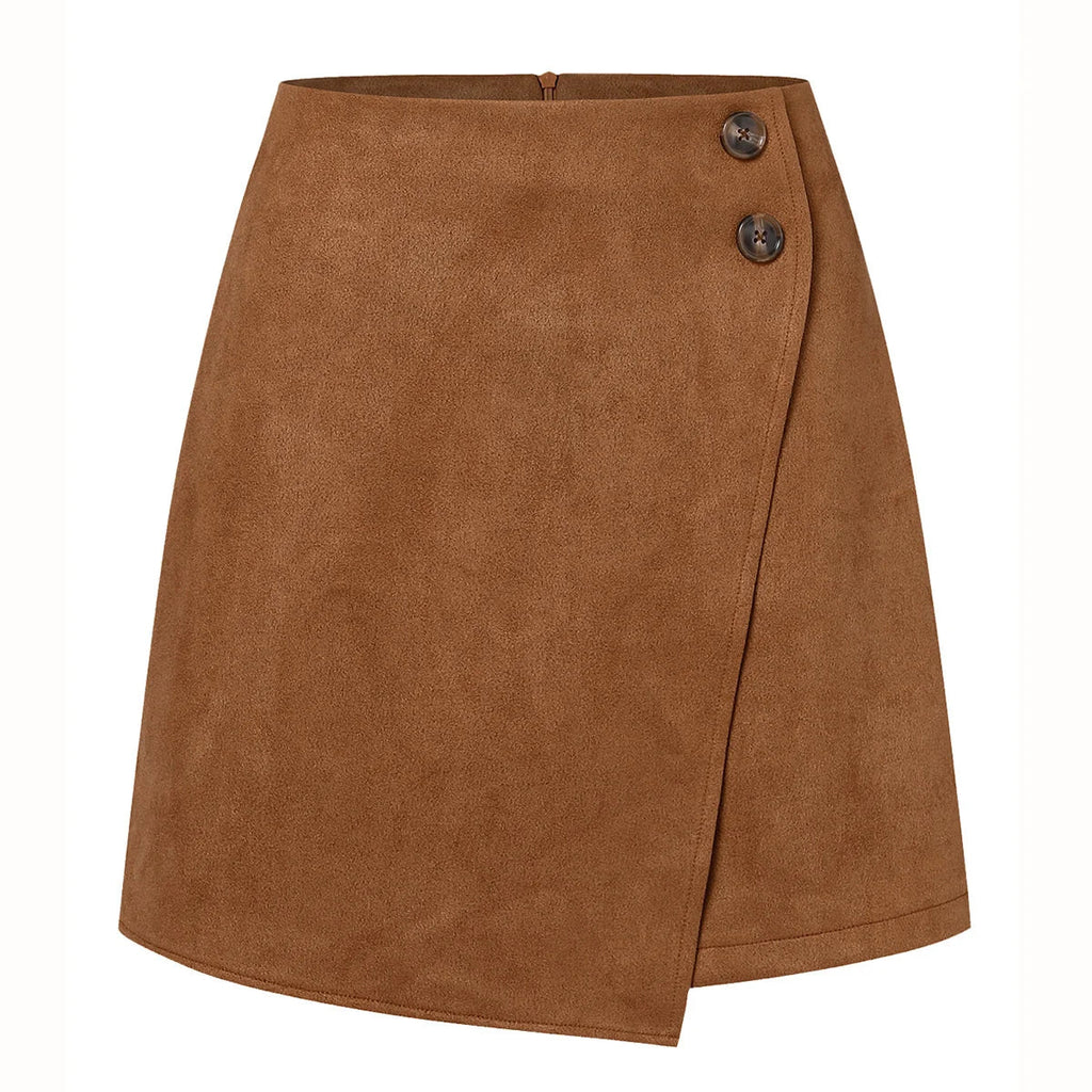 Montarello Women's Suede-Look High Waist Mini Skirt