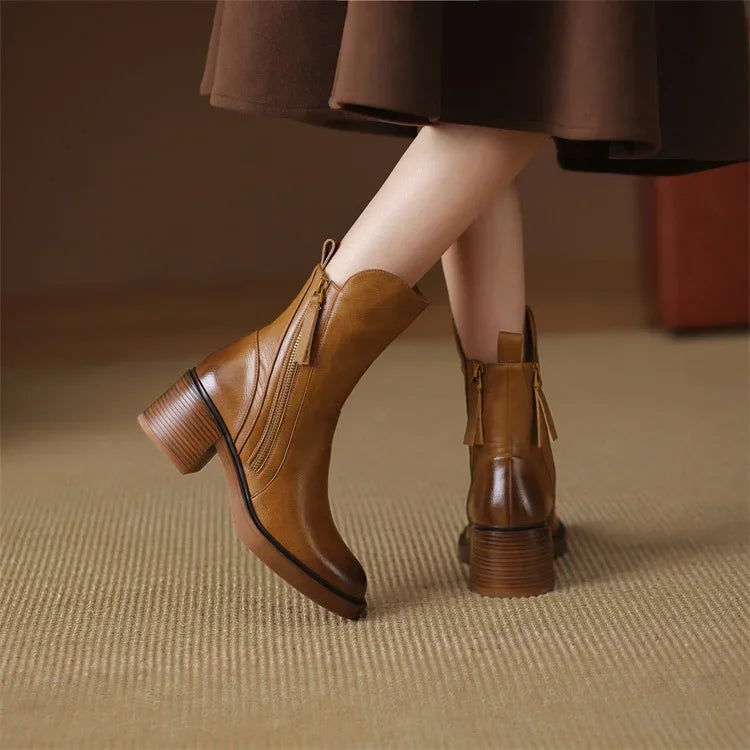Women's Orthopedic Boots with Supportive Sole and Modern Block Heel