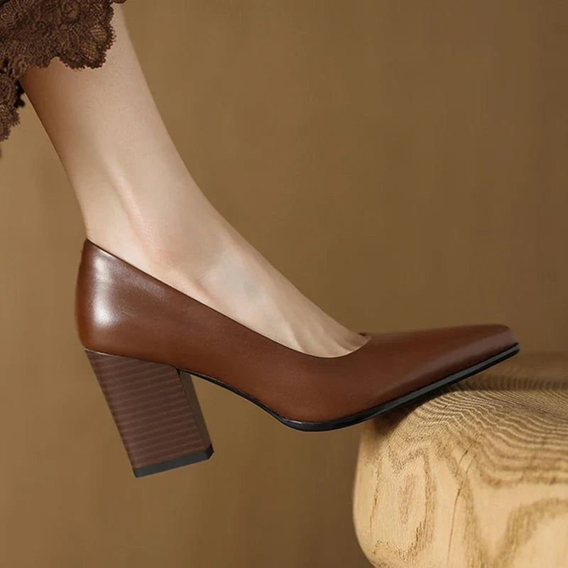 Nora Genuine Leather Heels