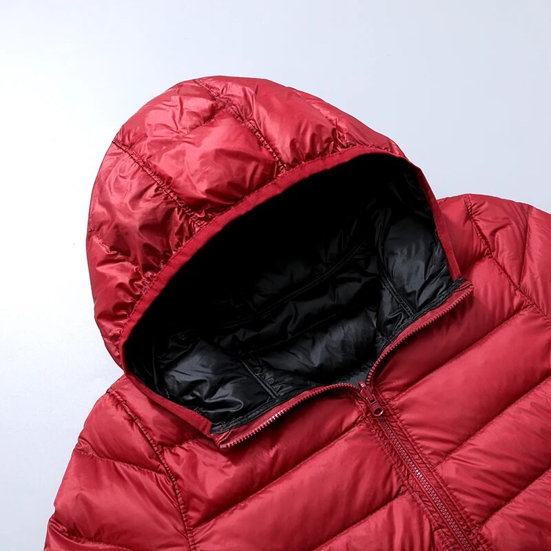 Women's Lightweight Hooded Puffer Jacket with Zipper Front