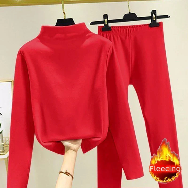 Women's Fleece Two-Piece Set with Pullover and Pants