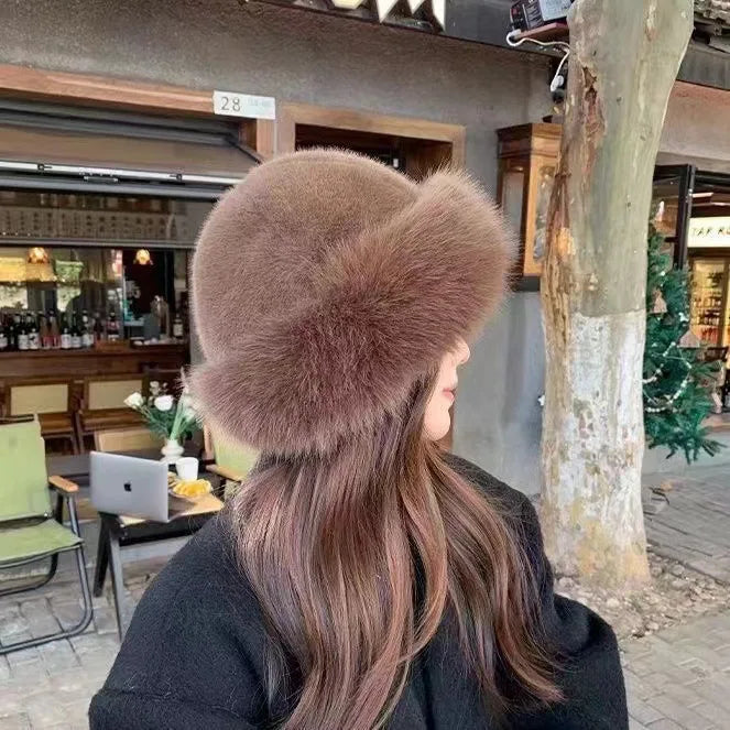 Women's Winter Hat, Rounded Brim, Fuzzy Finish