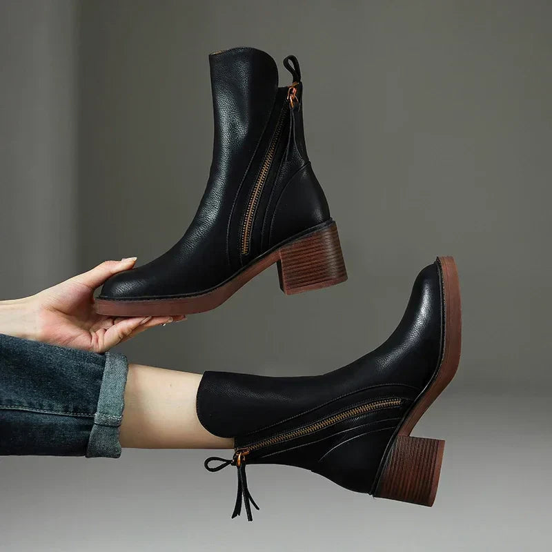 Women's Orthopedic Boots with Supportive Sole and Modern Block Heel