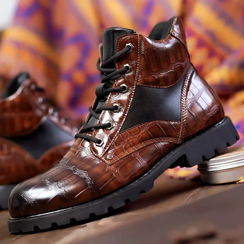 Dante - Croc Leather Boots