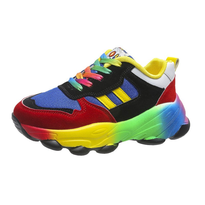Women's Colorblock Platform Sneakers Rainbow Laces
