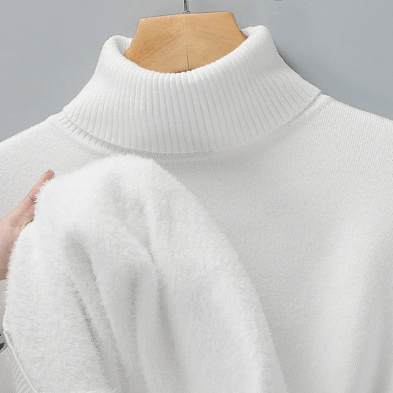 Men's Ribbed Turtleneck Sweater, Long Sleeves, Slim Fit