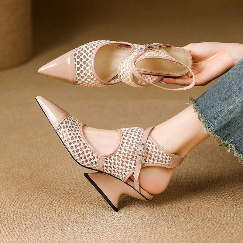 Velour Genuine Leather Slingbacks