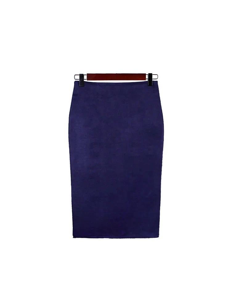 Montarello Women's Suede-Look High Waist Pencil Skirt