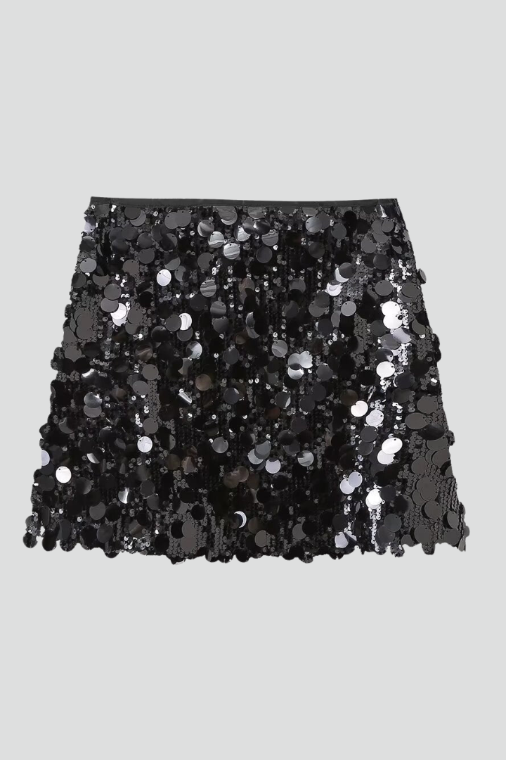 Women's Sequin Mini Skirt with Fitted Silhouette for Evening