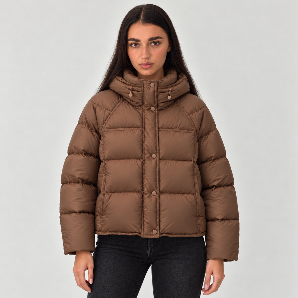 Montarello Women's Jacket Puffer Hooded High Neck Padded