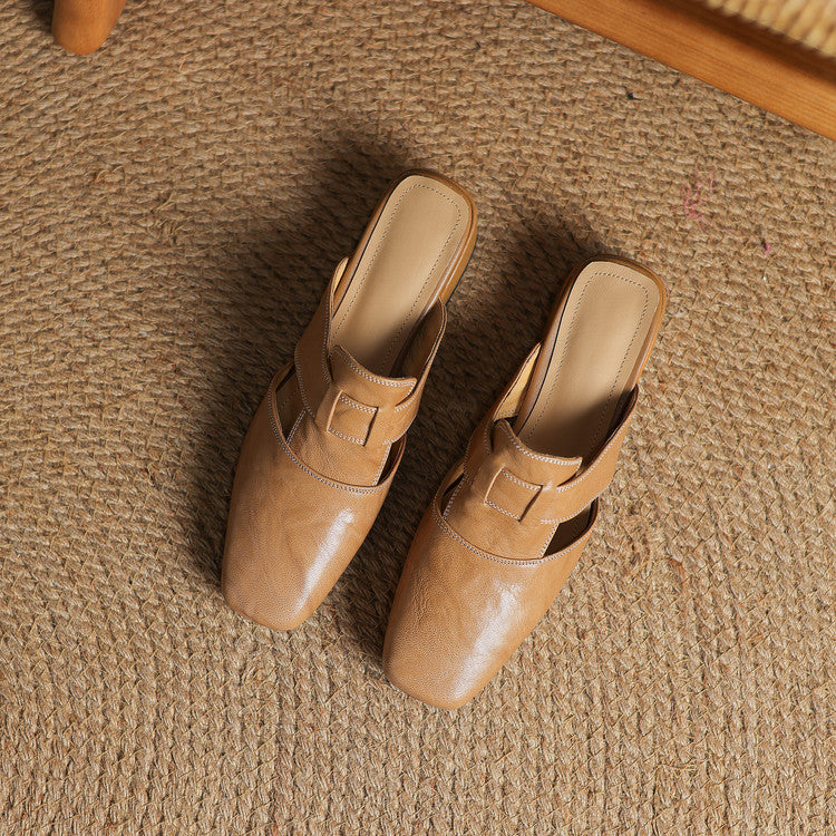 Ivora Genuine Leather Mules