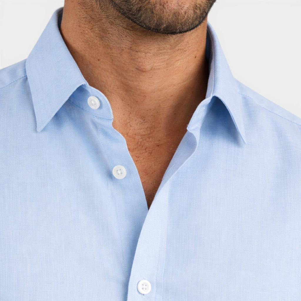 Montarello Men's Slim Fit Short-Sleeve Linen-Look Summer Shirt