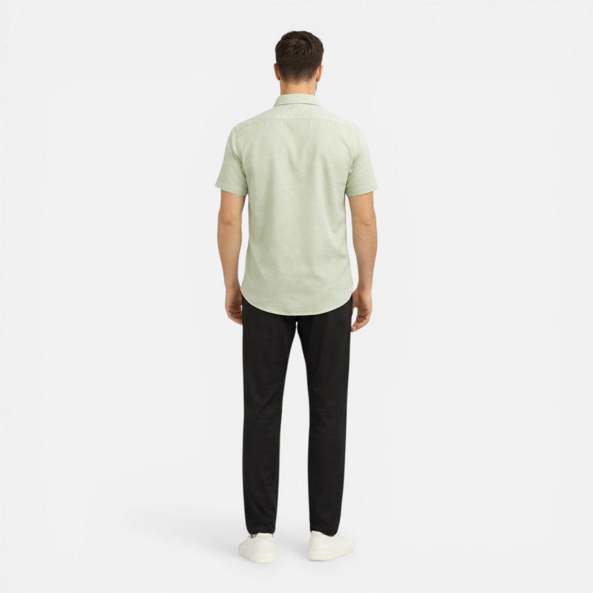 Montarello Men's Slim Fit Short-Sleeve Linen-Look Summer Shirt