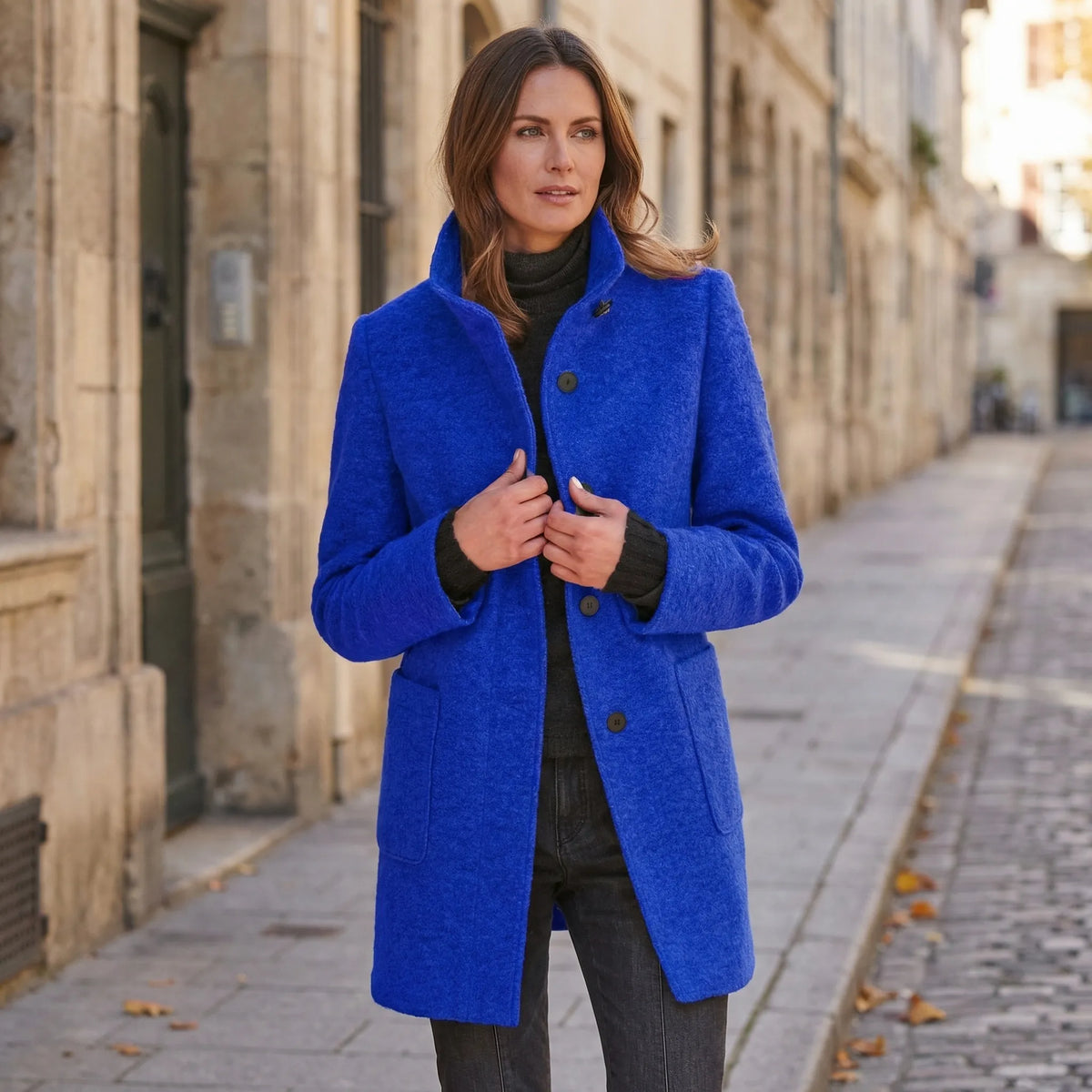 Women's Stand Collar Mid-Length Coat Single-Breasted