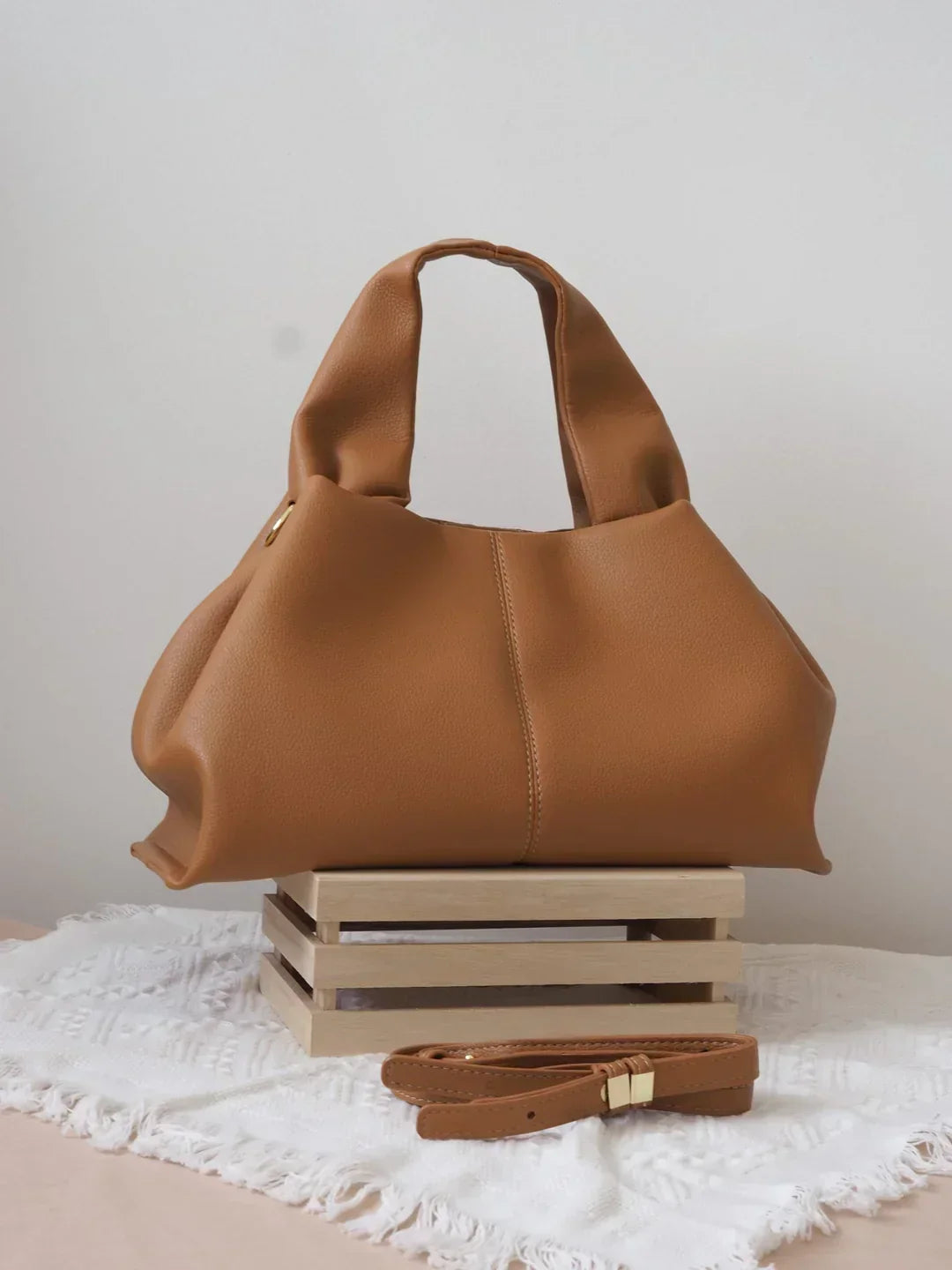 Women's Slouchy Hobo Shoulder Bag with Detachable Strap