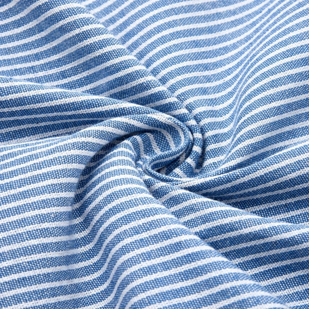 Montarello Women's Striped V-Neck Button-Front Linen-Look Midi Dress
