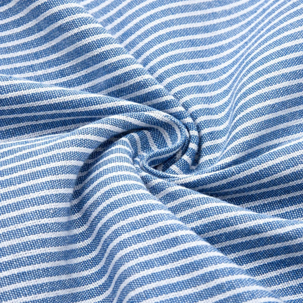 Montarello Women's Striped V-Neck Button-Front Linen-Look Midi Dress