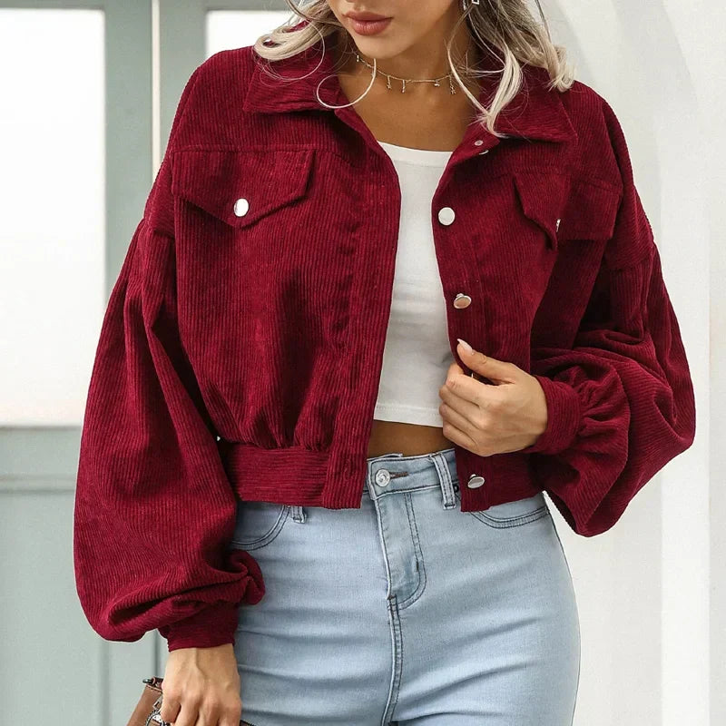 Stylish Corduroy Bomber Jacket for Women