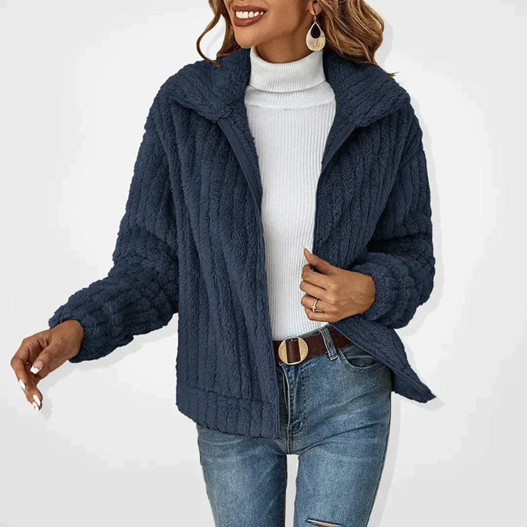 Women's Hooded Fleece Jacket with Zip Front Closure
