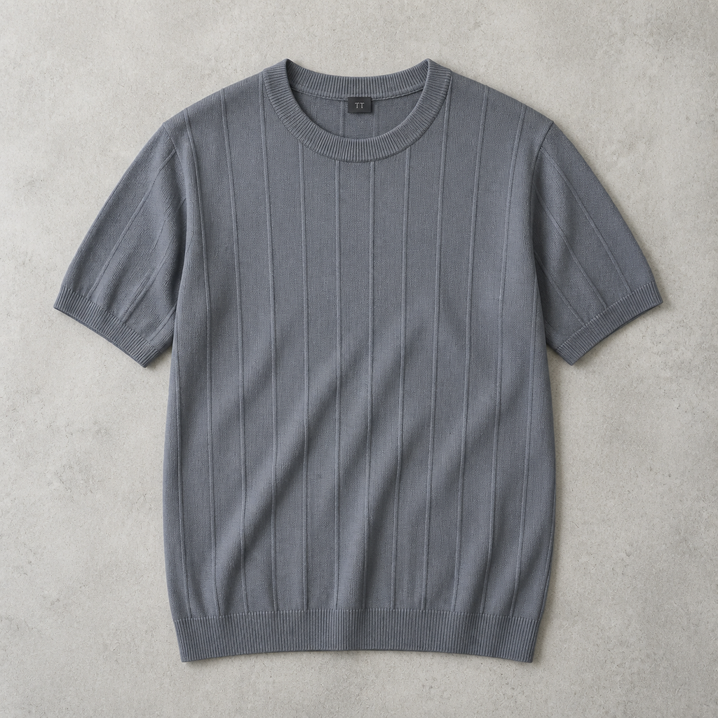 Dinant Wide Rib Knit Short Sleeve Tee