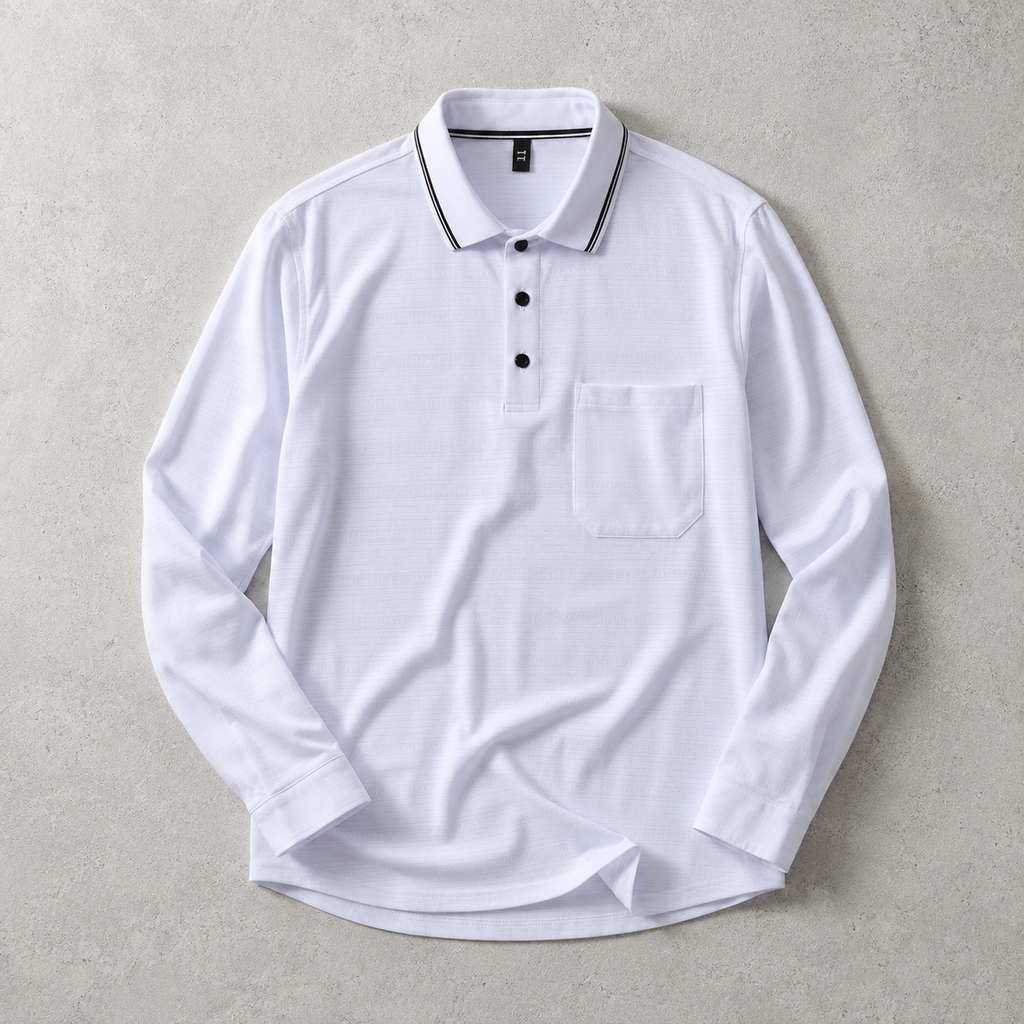 Rye Long Sleeve Tipped Collar Knit Polo