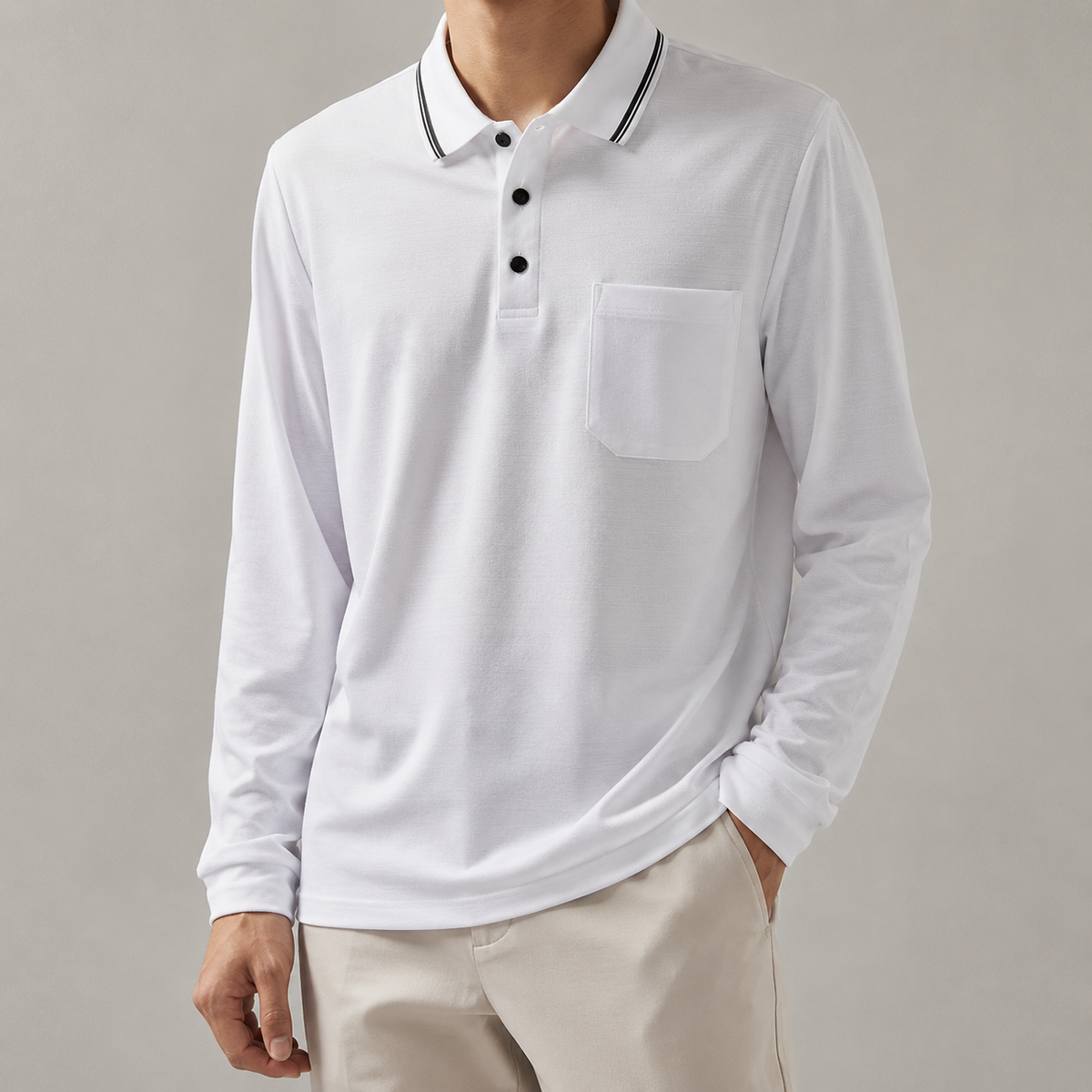 Rye Long Sleeve Tipped Collar Knit Polo
