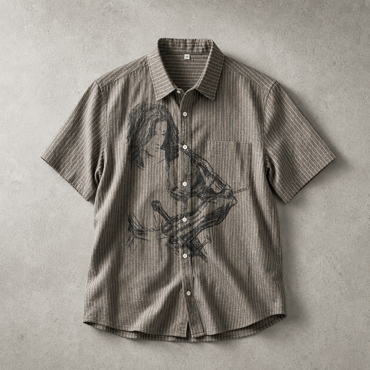 Bibury Striped Sketch Print Shirt