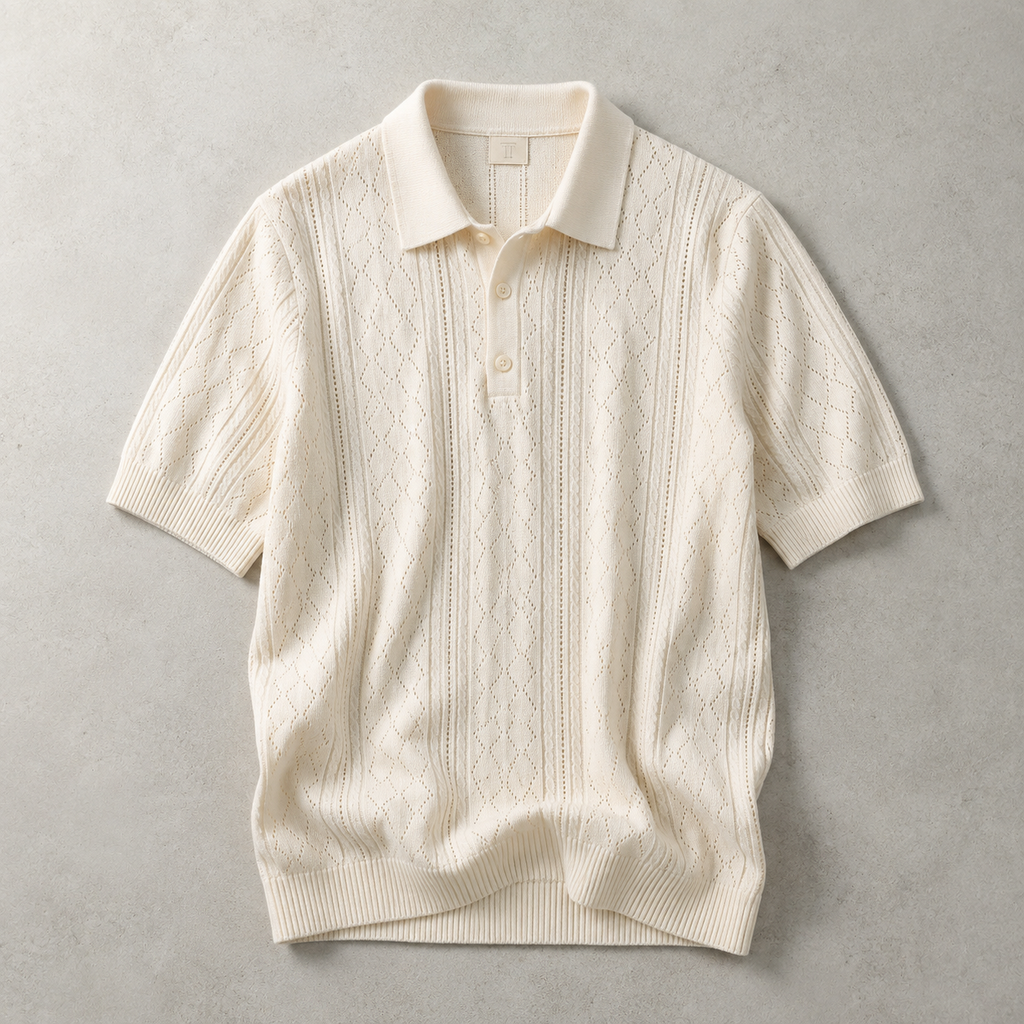 Sitges Pointelle Knit Polo Shirt