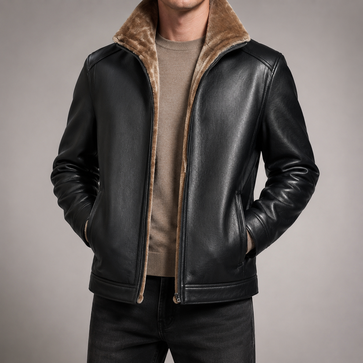 Valencia Faux Fur Lined Leather Style Jacket