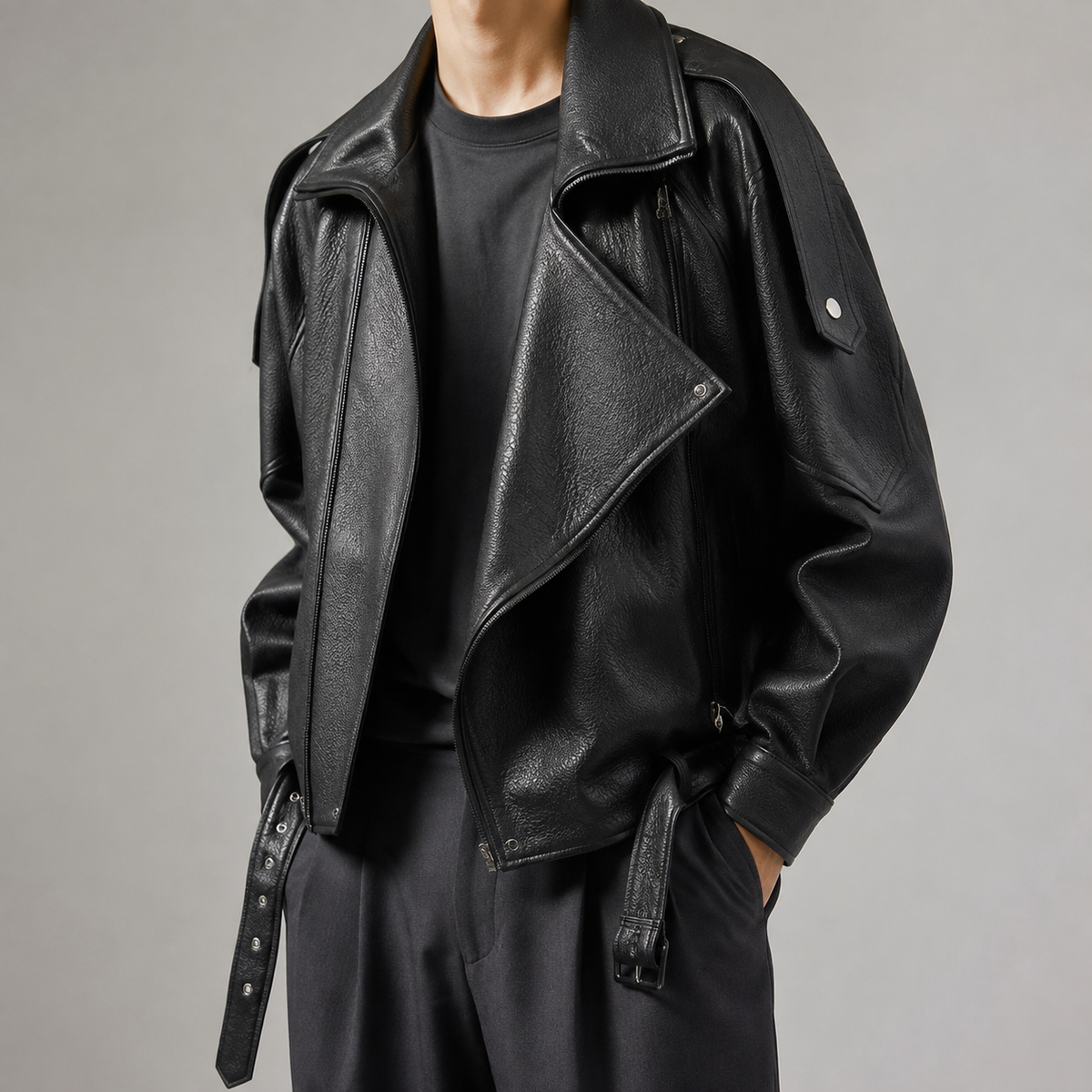 Sintra Oversized Belted Biker Jacket