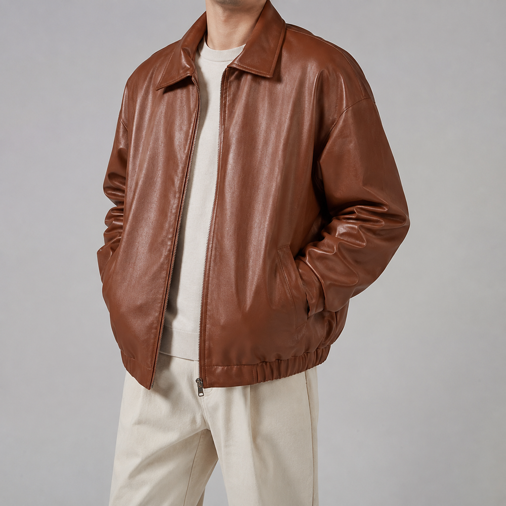 Lagos Relaxed Zip Front Faux Leather Jacket