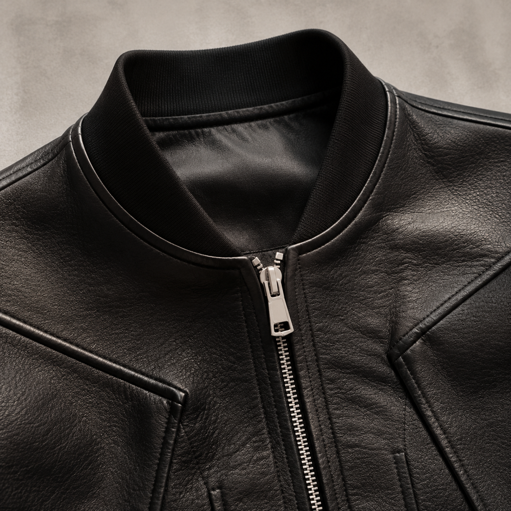 Aveiro Cropped Faux Leather Bomber Jacket