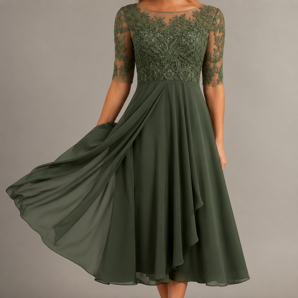 Beaulieu Lace Bodice Chiffon Occasion Dress