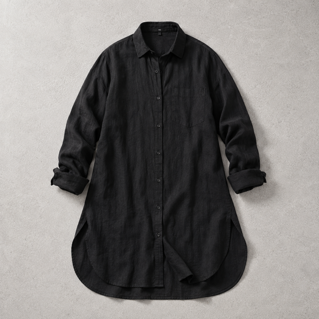 Cherasco Cotton Linen Button Front Shirt Dress