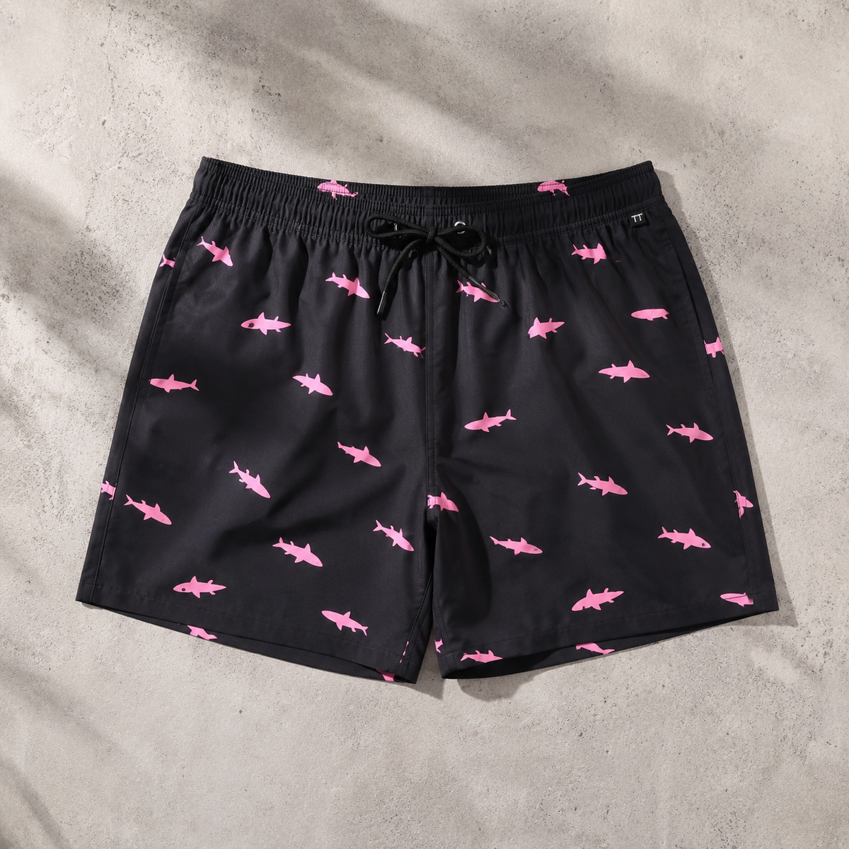 Trapani Shark Print Lined Swim Trunks