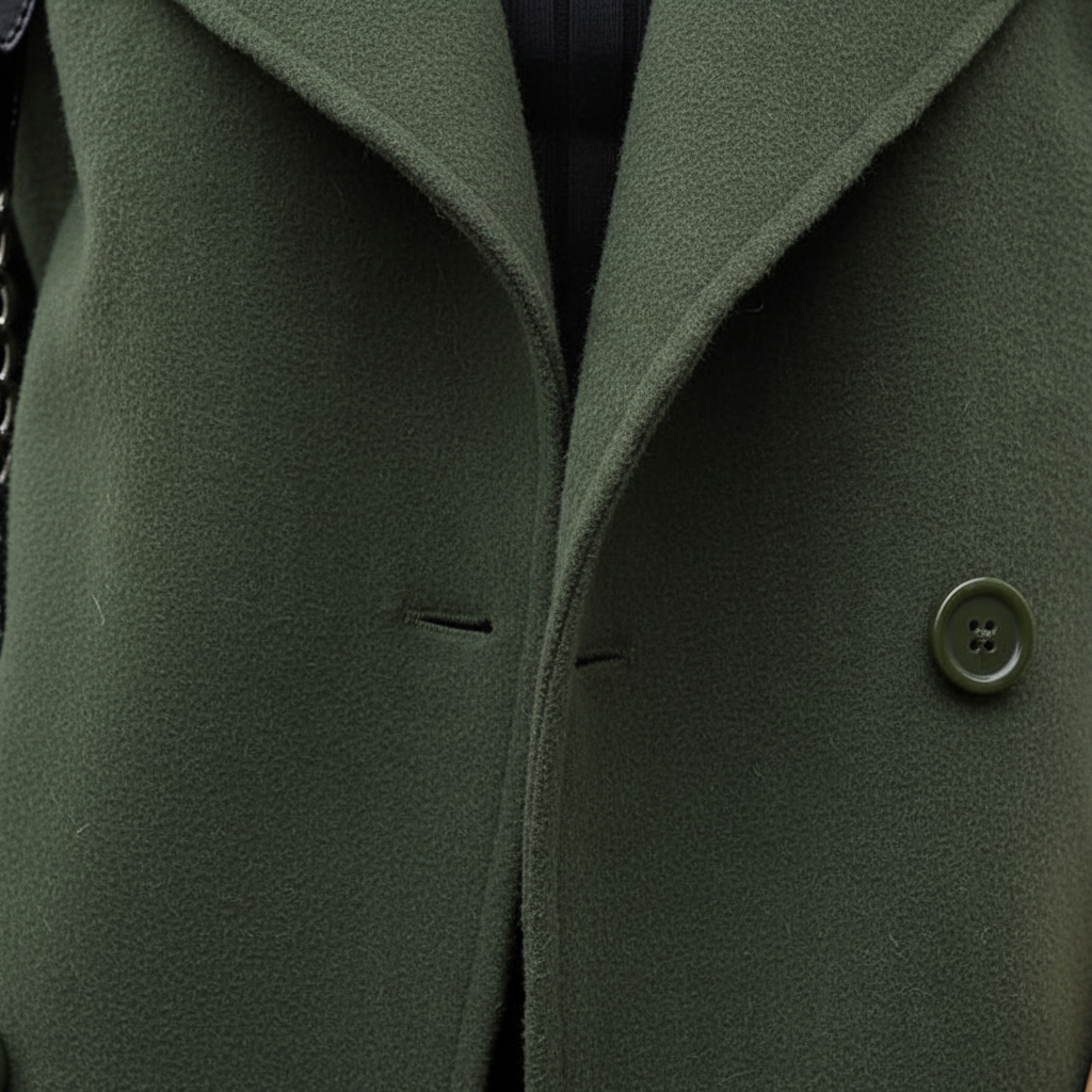 Women's Tailored Double-Breasted Coat with Notched Lapel