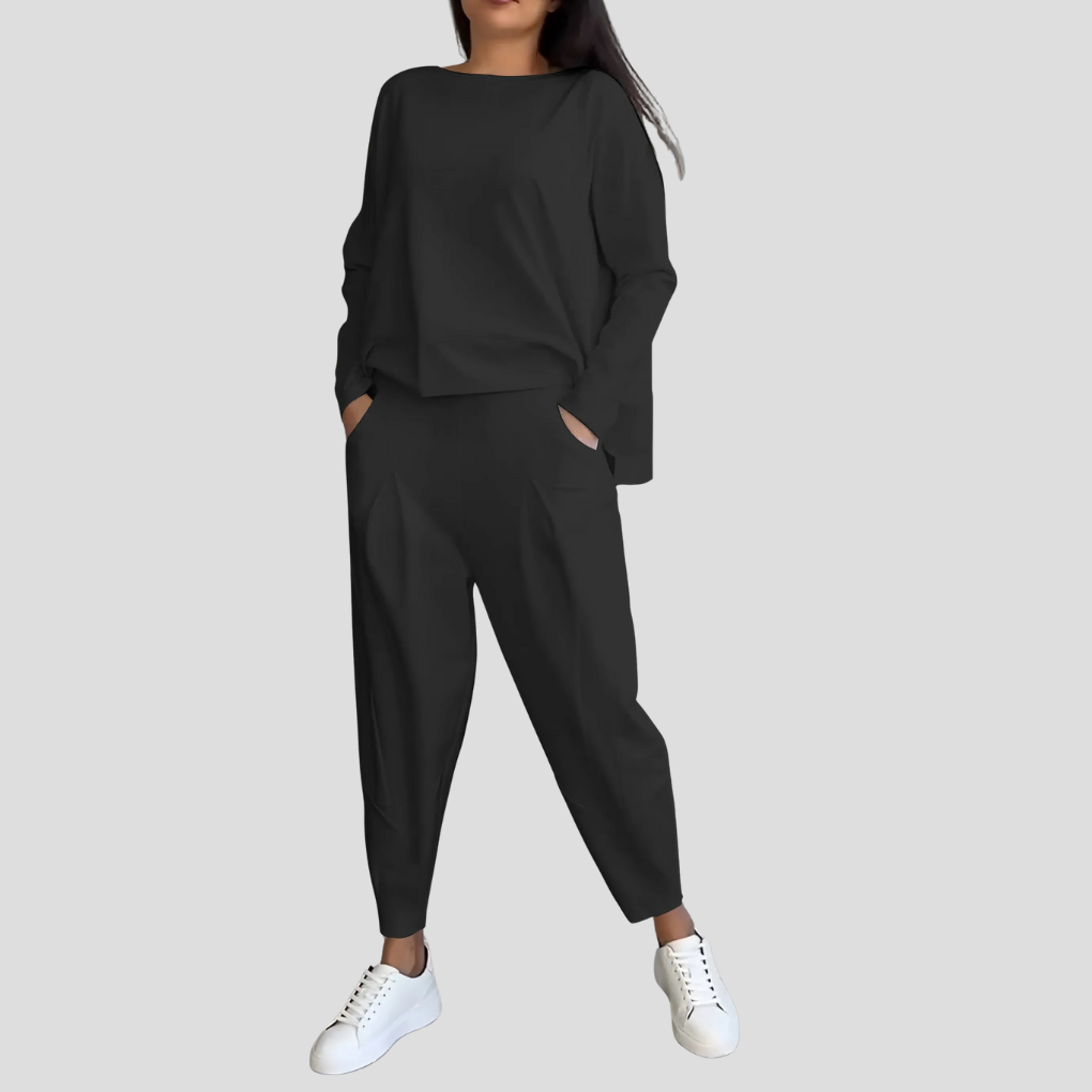 Women's Long Sleeve Top and Pants 2-Piece Lounge Set