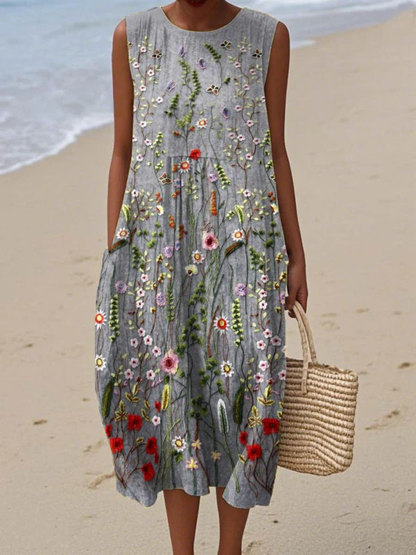 Women's Summer Dress with Sleeveless Design and Lightweight Fabric